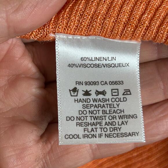 Nic+Zoe cardigan XL linen orange melon spring summer cascade feminine open - Picture 9 of 10